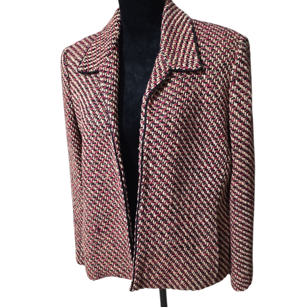 Doncaster Red and White Textured Silk Blazer